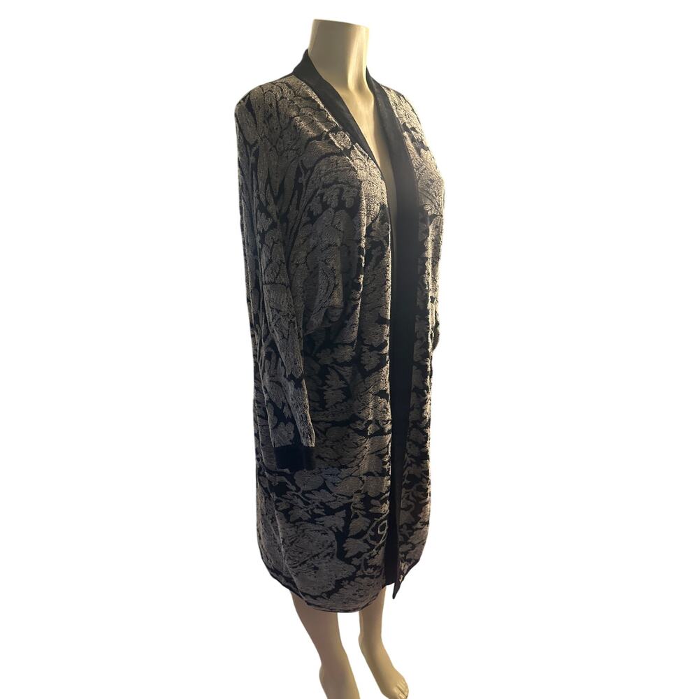 M L Peruvian Connection Open Front Floral Printed… - image 1